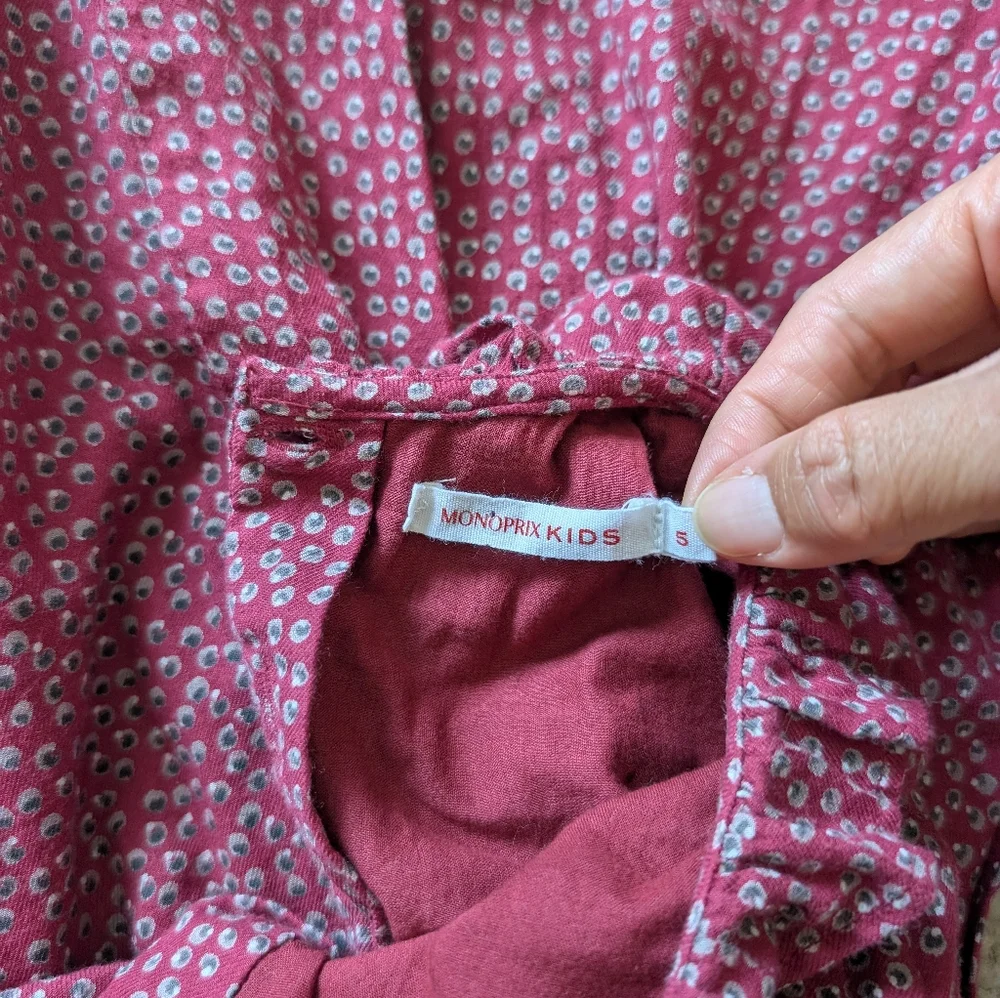 Monoprix Flannel Ruffle Dress In Maroon - Picture 7 of 9